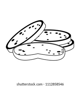 Delicious bread slices in black and white colors