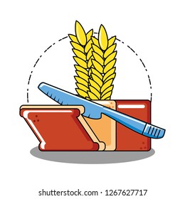 delicious bread with spike and knife