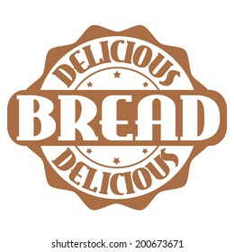 Delicious bread stamp or label on white, vector illustration