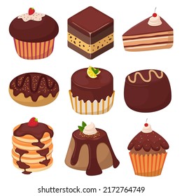 delicious breads, cakes and bakeries, cartoon style drawing for graphic desinger use, vector illustration