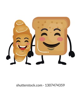 delicious breads kawaii characters