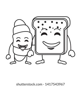 delicious breads kawaii characters vector illustration