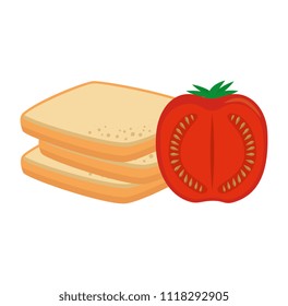 delicious breads sliced and tomatoes