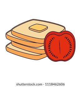 delicious breads sliced and tomatoes