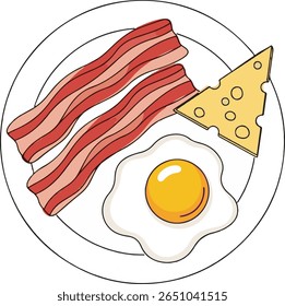 Delicious Breakfast Bacon, Egg, and Cheese Vector Art
