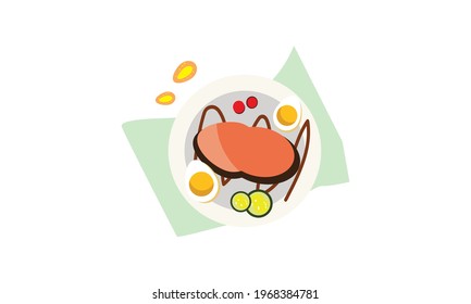 A delicious breakfast with a beautiful decoration of dishes