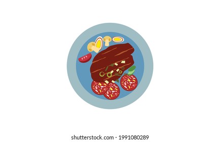 A delicious breakfast with a beautiful decoration of dishes.