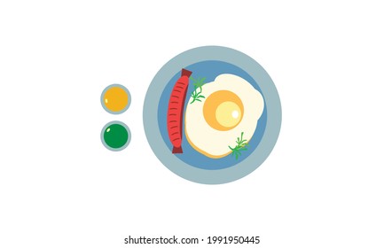 A delicious breakfast with a beautiful decoration of dishes.