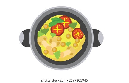 A delicious breakfast with a beautiful decoration of dishes.