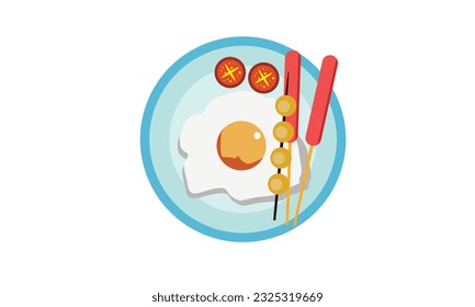 A delicious breakfast with a beautiful decoration of dishes.