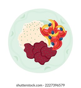 delicious breakfast in dish icon