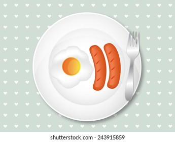 Delicious Breakfast with Egg and Sausages