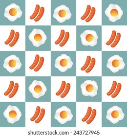 Delicious Breakfast with Egg and Sausages, egg vector, sausages vector