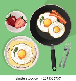 delicious breakfast menu with egg and fruit