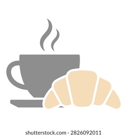A delicious breakfast setup with a flaky croissant and a steaming cup of coffee