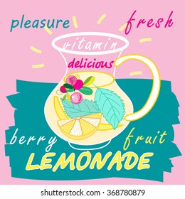 Delicious bright lemonade - Hand drawn style. Vector illustration. 
