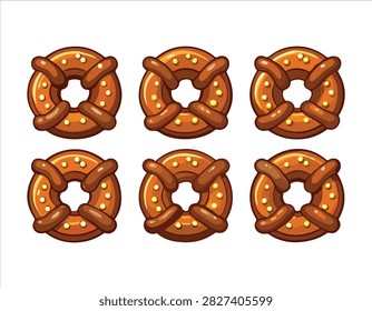 Delicious brown pretzel shaped snack with salt crystals isolated image