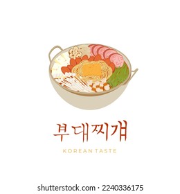 Logo der Budae Jjigae Army Stew Illustration