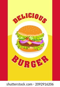 delicious burger banner, poster vector. food banner concept illustration