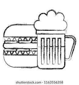 delicious burger with beer