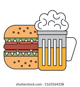 delicious burger with beer