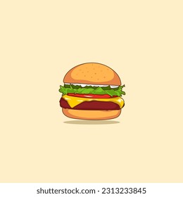 Delicious burger cartoon vector illustration