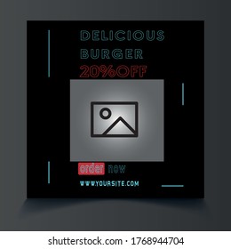 Delicious Burger Discount Instagram Post, Social Media Post Design Template, Editable Modern Social Media Banner, Restaurant Discount Social Media Post Design, Instagram Post Design,