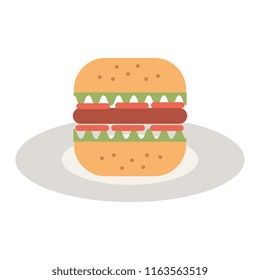 delicious burger in dish