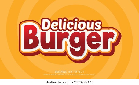 delicious burger editable 3d text effect template bold typography and abstract style drinks logo and brand