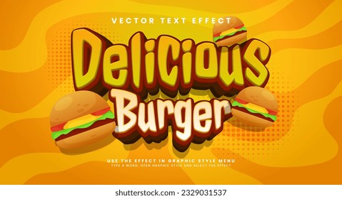 delicious burger editable vector text effect, for fast food products.