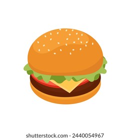 Delicious burger. Fast food concept. Isolated vector illustration