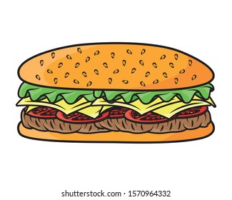 delicious burger fast food icon vector illustration design