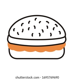 delicious burger fast food line style vector illustration design