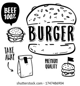 Delicious Burger, fast food vector illustration. Poster template for restaurant, burger house