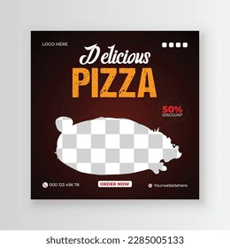 Delicious burger and first food menu social media post design within Fresh Pizza, burger, and other foods