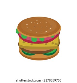Delicious burger flat icon. Design template vector