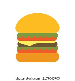 Delicioso icono plano de hamburguesa. vector de plantilla de diseño