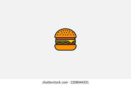 Delicious burger. Flat icon, logo or sticker for your design
