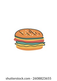  delicious burger in flat style, vector illustration 
