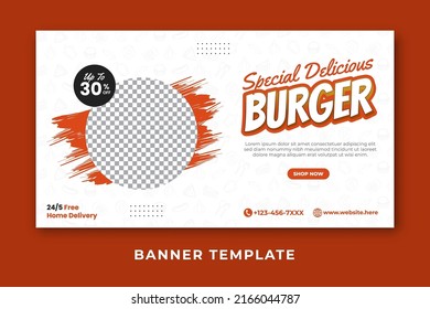 Delicious burger food banner template