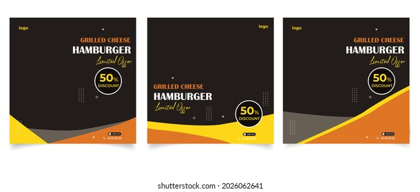 Delicious burger and food menu social media banner template