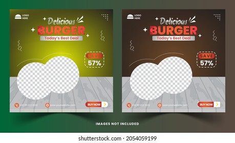 Delicious Burger And Food Menu Social Media  Post