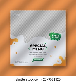 Delicious burger and food menu social media banner template