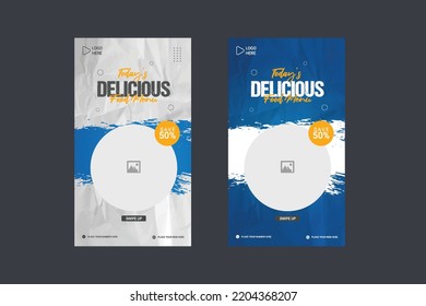 Delicious Burger And Food Menu Social Media Post Story Promotion Banner Template	
