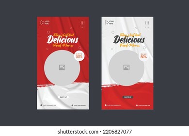 Delicious Burger And Food Menu Social Media Post Story Promotion Banner Template	
