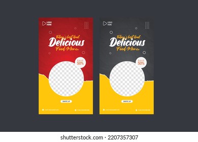 Delicious Burger And Food Menu Social Media Post Story Promotion Banner Template	