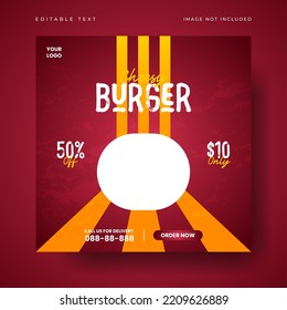 Delicious burger and food menu social media post