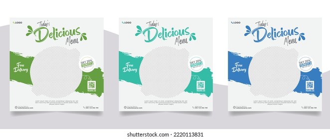 Delicious burger and food menu social media promotion square banner template