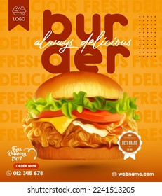 Delicious burger and food menu social media banner template