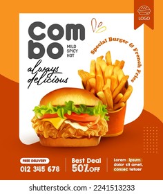 Delicious burger and food menu social media banner template